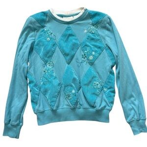 Alfred Dunner Teal and White Sweatshirt